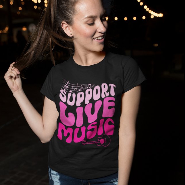 Camiseta Gradiente rosado retro Soporte de música en vivo G (Subido por el creador)