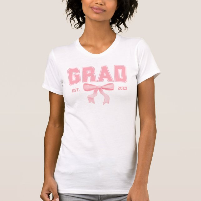 Camiseta Grado de graduación de Coquette de Bow Rosado de 2 (Anverso)