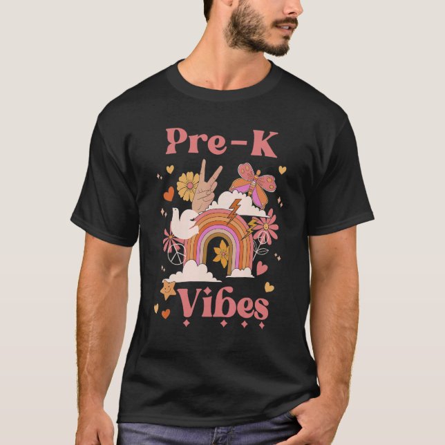 Camiseta Grado preescolar de vibes retro de preescolar (Anverso)