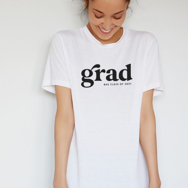 Camiseta Grado retro genial graduación simple blanco negro (Subido por el creador)