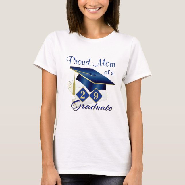 Camiseta Graduación Azul y oro personalizados (Anverso)
