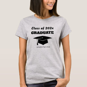 Camiseta Graduación Clase Gorra blanco negro Arte vector