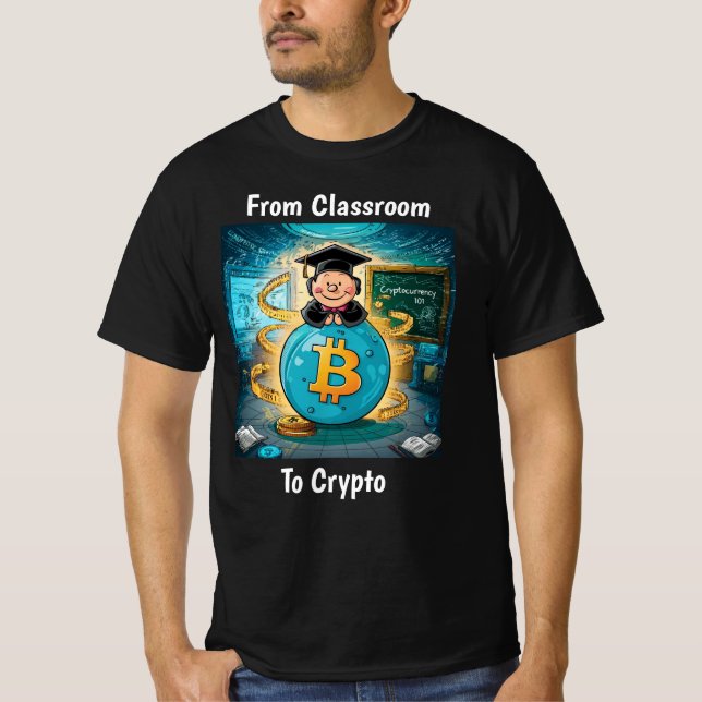 Camiseta Graduación de criptodivisa negra personalizada (Anverso)