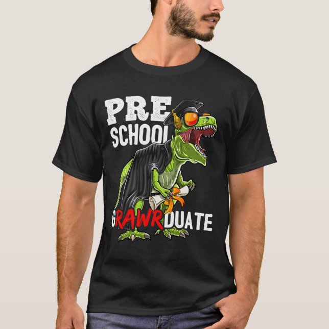 Camiseta Graduación de dinosaurio de preescolar (Anverso)