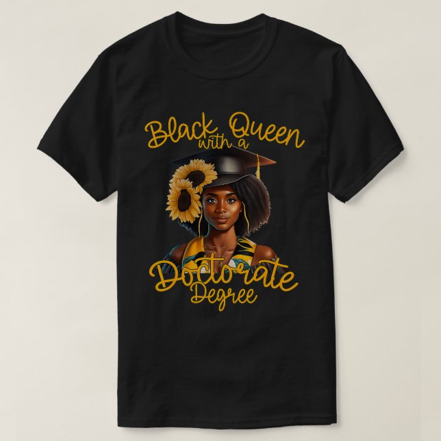 Camiseta Graduación de doctorado negro afroamericano (Diseño del anverso)