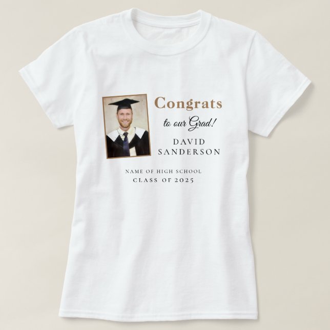 Camiseta Graduación de foto de nombre de Congrats Grad 2025 (Diseño del anverso)
