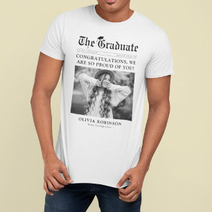 Camiseta Graduación de fotos de periódicos de estilo antigu