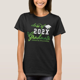 Camiseta Graduación de Graduado Verde Blanco Negro de Clase