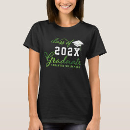 Camiseta Graduación de Graduado Verde Negro de Clase 2025