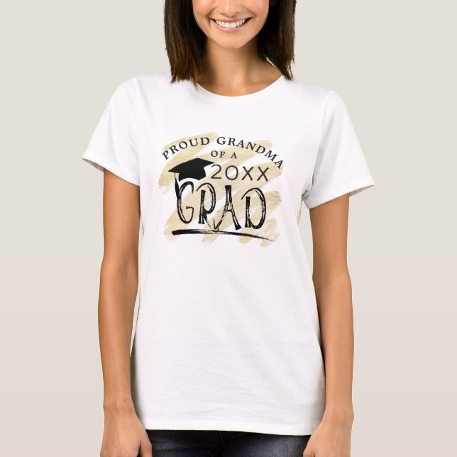 Camiseta Graduación de GRANDMA ORGULLOSO DE UN GRADO Oro Ne (Anverso)