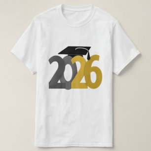 Camiseta Graduación de la clase gris dorada de 2026