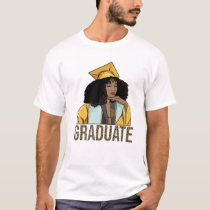 Camiseta Graduación de mujeres con Chica negra de grado en 