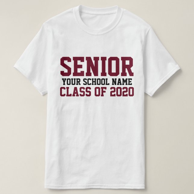 Camiseta Graduación de texto de clase superior de 2020 de P (Diseño del anverso)
