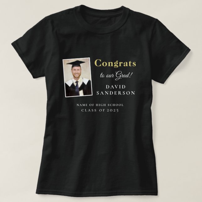 Camiseta Graduación del nombre de la foto de Congrats Grad  (Diseño del anverso)