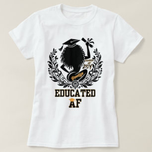 Camiseta Graduación doble "Educado AF" negro/amarillo