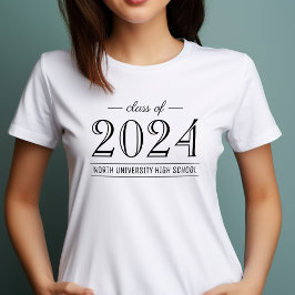 Camiseta Graduación elegante de Personalizados blancos y ne
