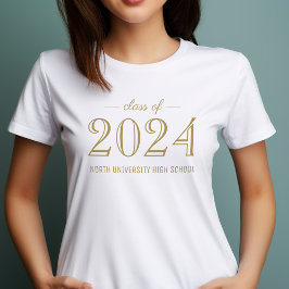 Camiseta Graduación Elegante Personalizado de Oro 2022