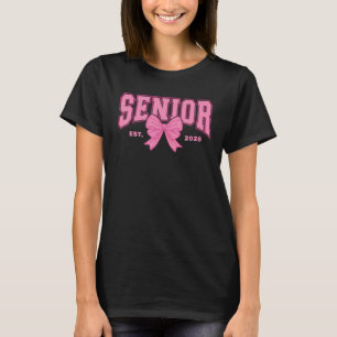 Camiseta Graduación Femenina Coqueta Senior 2026 Lazo Rosa