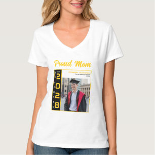 Camiseta Graduación Foto Orgullosa Mamá Amarillo Negro Blan