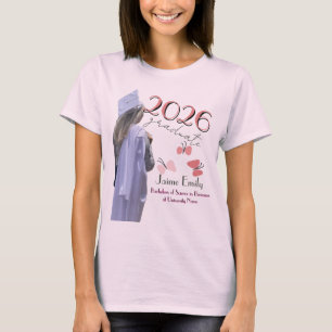 Camiseta Graduación Moderna 2026 Foto Rosa