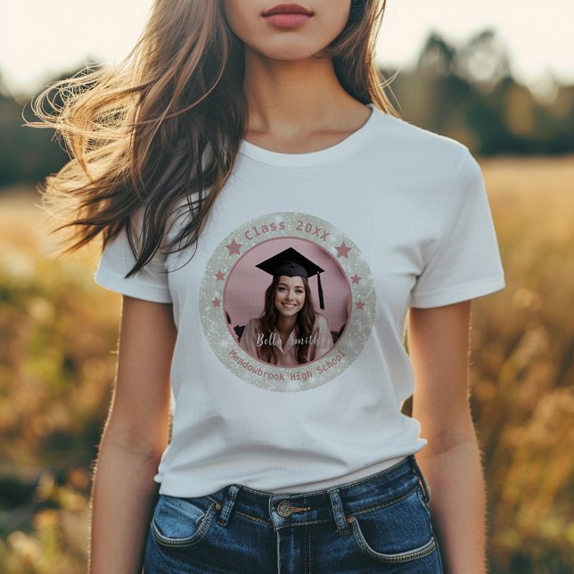 Camiseta Graduación moderna de fotografía redonda Purpurina (Subido por el creador)