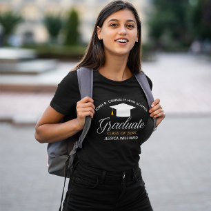 Camiseta Graduación Moderna Personalizada para Mujeres Negr
