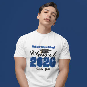 Camiseta Graduación Personalizada Azul Clase de 2026