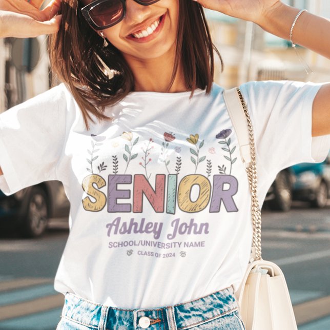 Camiseta Graduación personalizada de flor retro secundaria  (Subido por el creador)