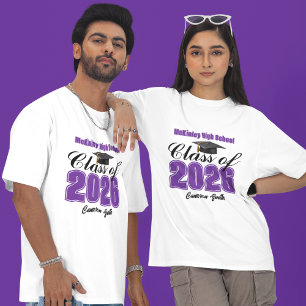 Camiseta Graduación Personalizada de Morado Clase de 2026