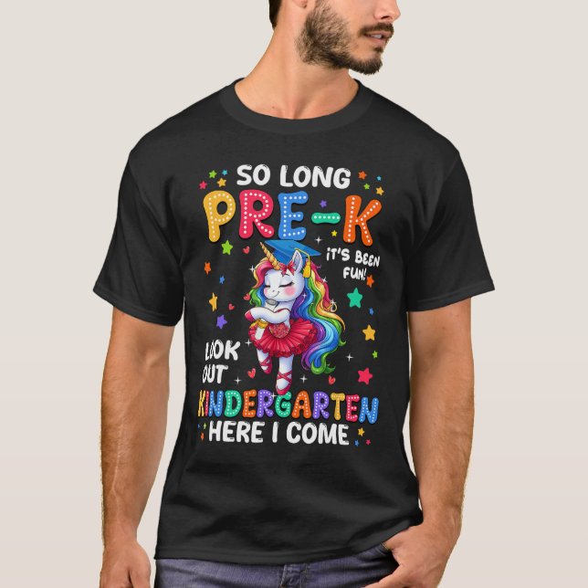 Camiseta Graduación Prek 2025 Unicorn Chica Kindergarten He (Anverso)