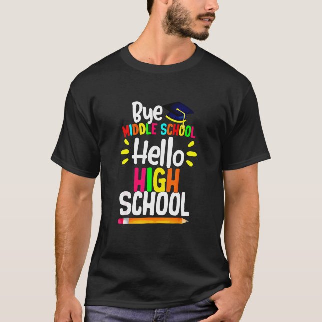 Camiseta Graduación Retro Adiós escuela secundaria Hola esc (Anverso)