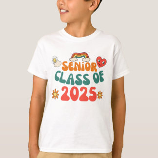 Camiseta Graduación Retro Groovy Senior De 25 Clases De 202