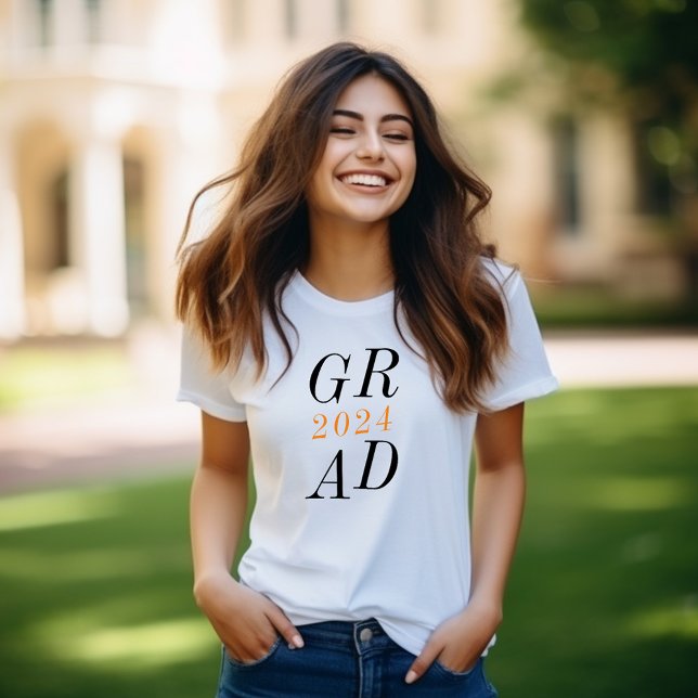 Camiseta Graduación secundaria moderna y elegante (Modern Grad Class Of 2024 Senior Graduation T-Shirt)