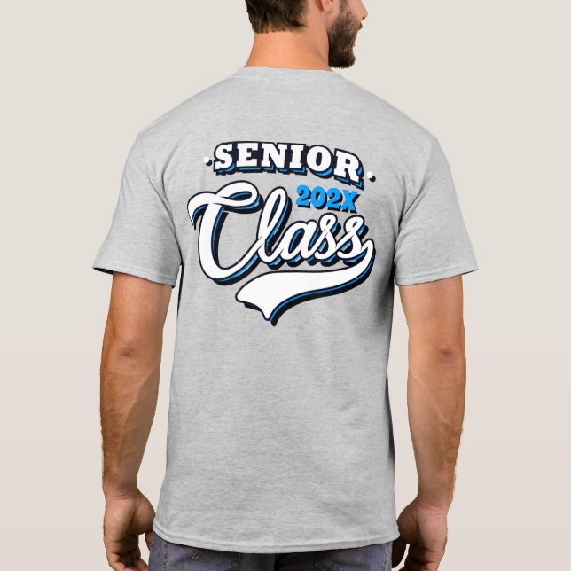Camiseta Graduación superior de , azul claro (Reverso)