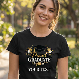 Camiseta Graduada Orgullosa con Floral Elegante Texto Perso