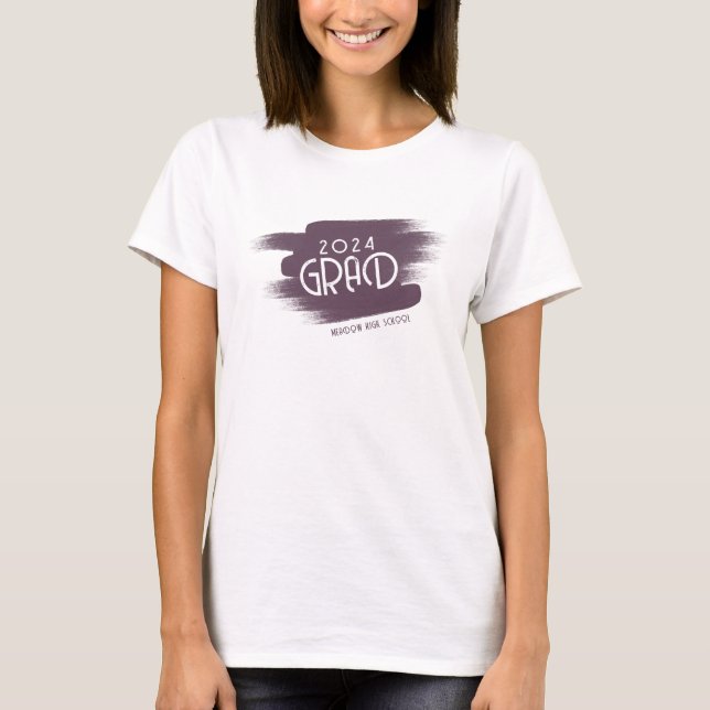 Camiseta Graduado 2026 Trazo de Pincel Morado Oscuro Gradua (Anverso)