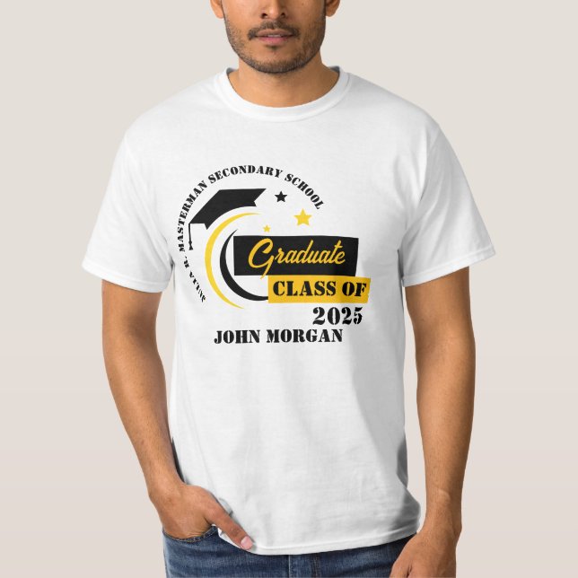 Camiseta Graduado Amarillo Blanco Negro Graduado (Anverso)