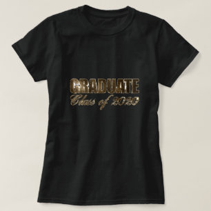 Camiseta Graduado Clase de 2020 Elegante de texto negro y o