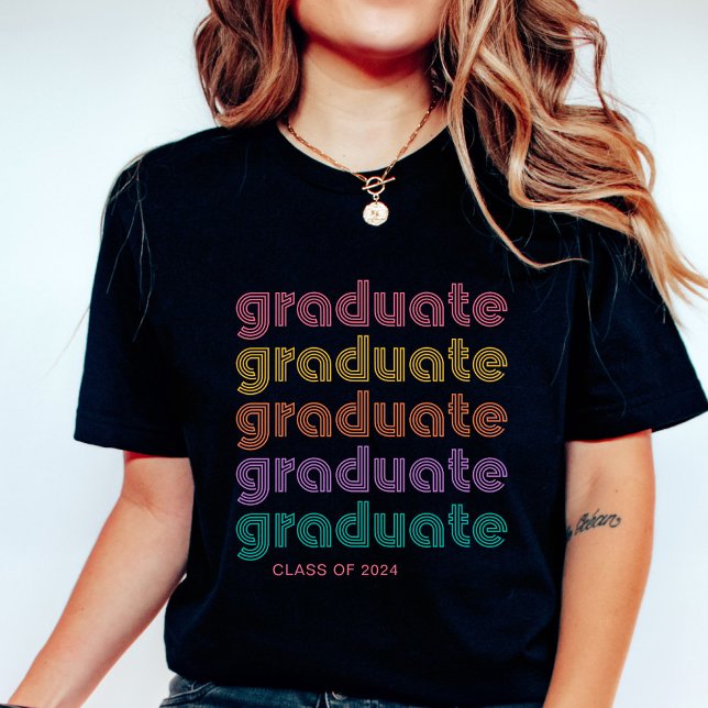 Camiseta Graduado | Colorido Bright Disco Style Text (Subido por el creador)