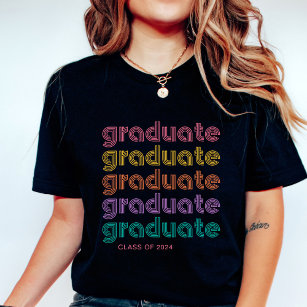 Camiseta Graduado   Colorido Bright Disco Style Text