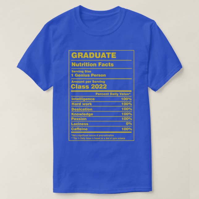 Camiseta Graduado de datos nutricionales (Diseño del anverso)