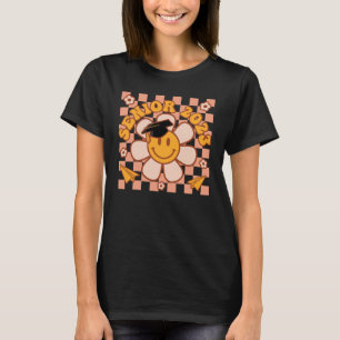 Camiseta Graduado De Flor Retro Groovy Checkered Senior 202