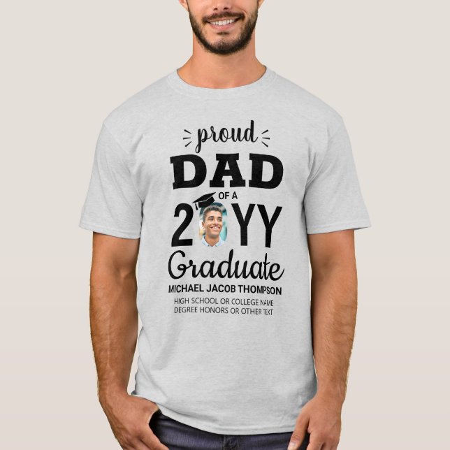 Camiseta Graduado de Graduación de Foto Año Orgulloso Papá (Anverso)