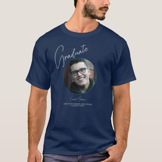 Camiseta Graduado de la clase 2024 Blue Photo Graduation Me (Anverso)