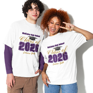 Camiseta Graduado de la Clase de 2026 en Oro Púrpura Person