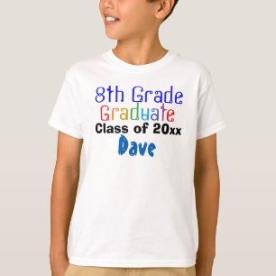 Camiseta Graduado de octavo grado de niños con nombres colo