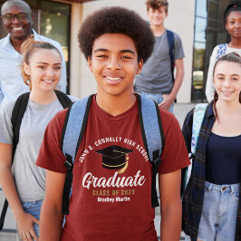 Camiseta Graduado de oro maroon personalizado 2023