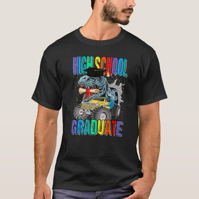 Camiseta Graduado de secundaria monstruo de dinosaurio grad (Anverso)