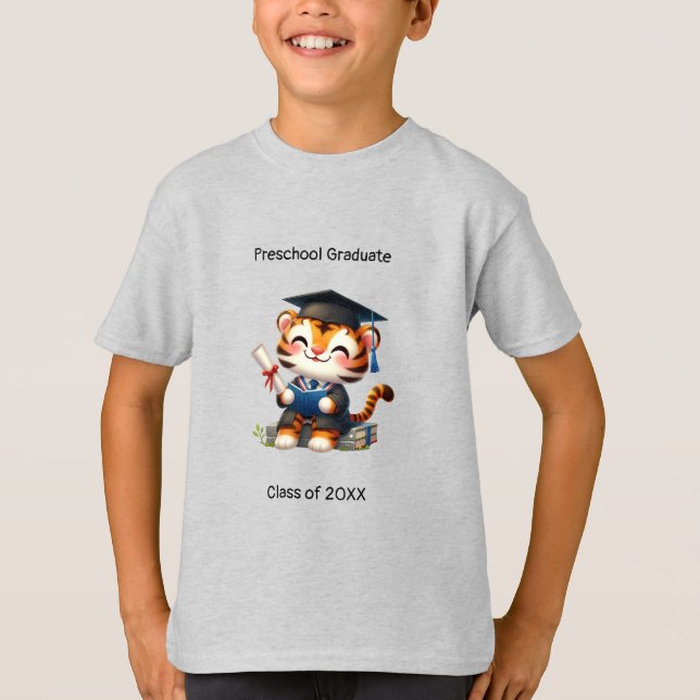 Camiseta Graduado de tigre curado de preescolar (Anverso)