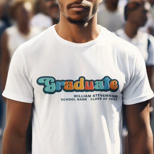 Camiseta Graduado Groovy retro colorido con nombre